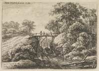 TvB G 3378
<br/>
Een smalle houten brug over een waterval
<br/>
<em>Waterloo, Anthonie, (1609-1690)</em>